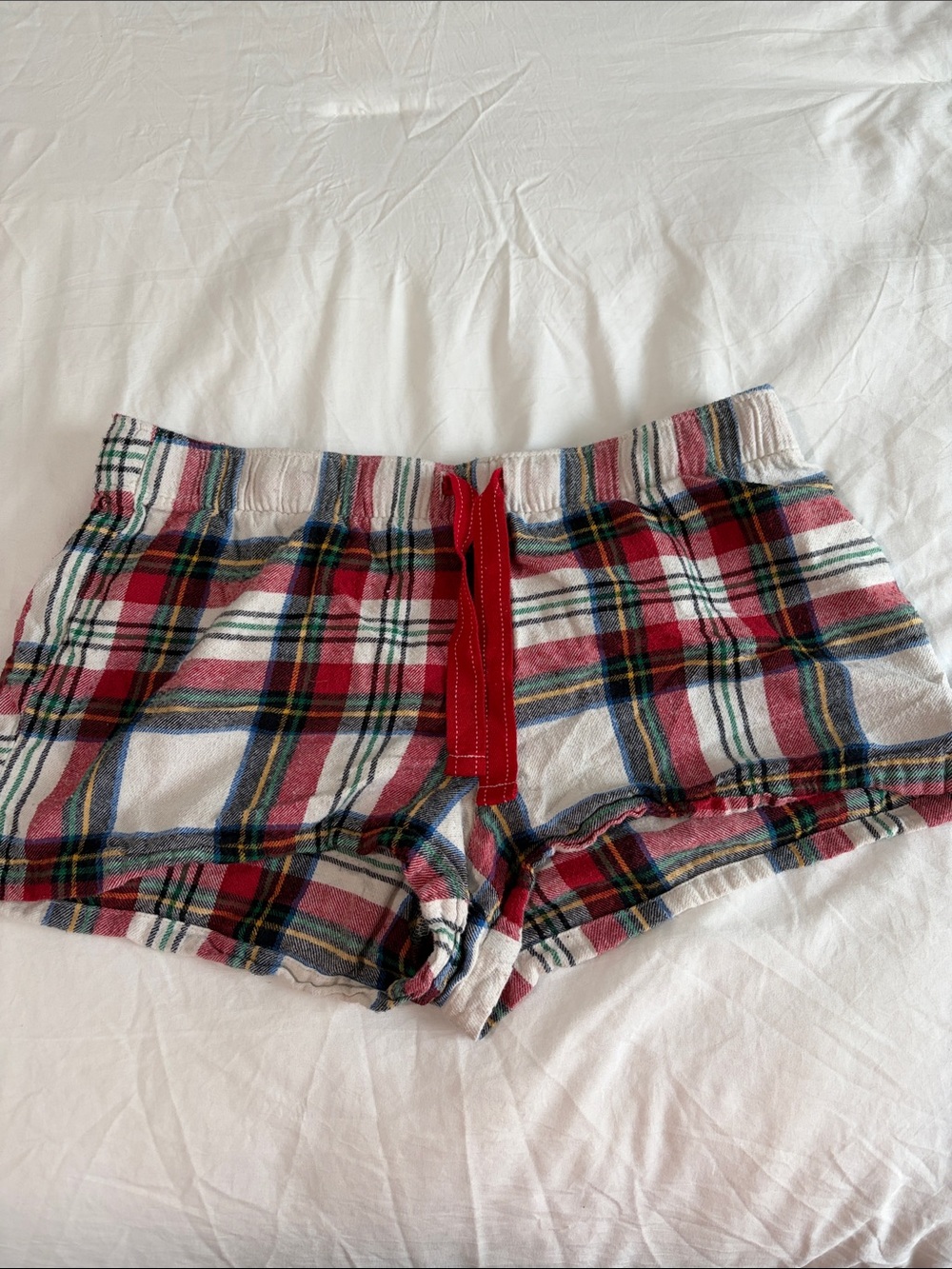 Old Navy Red Plaid Cotton Sleep Shorts